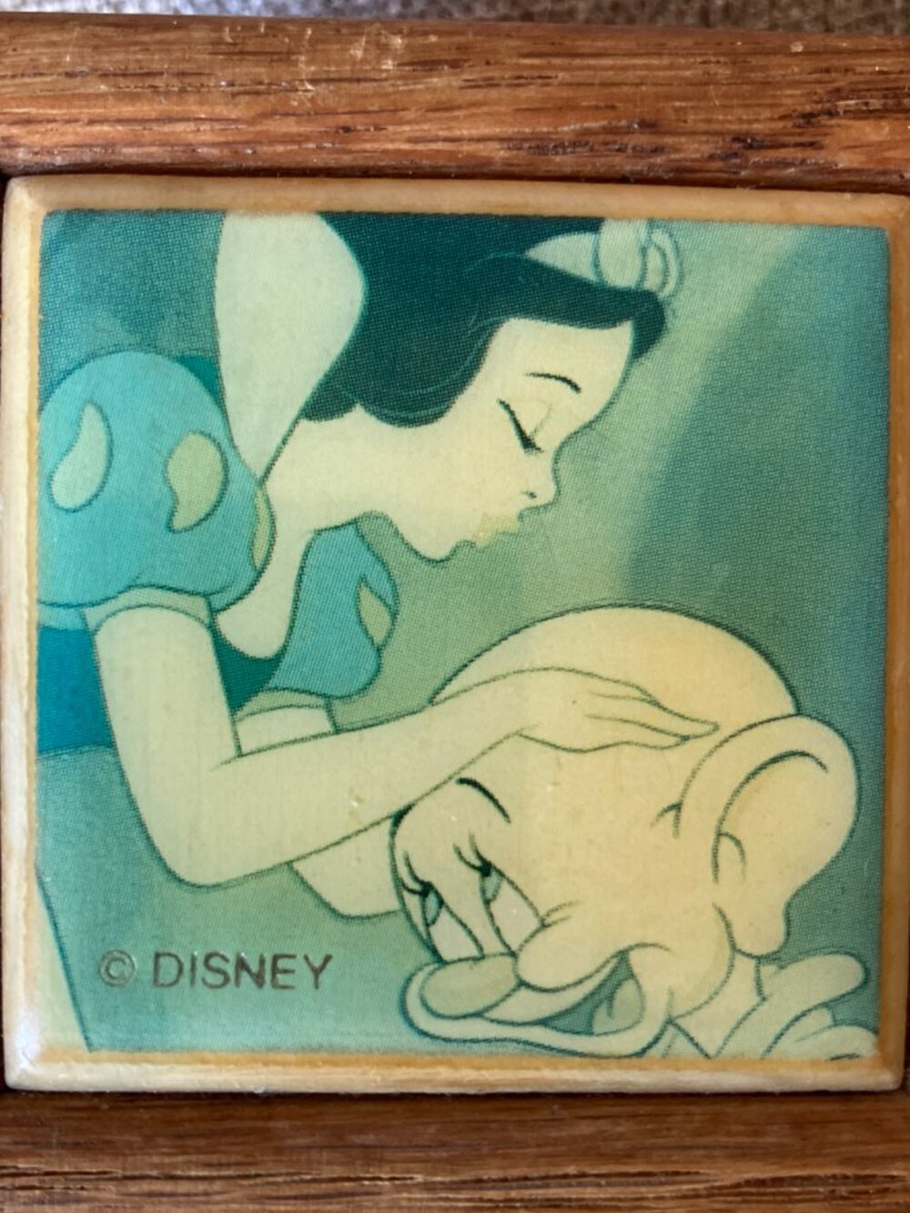Vintage Graphic Art Tiles Disney Snow White Wooden Jewelry Ring Trinket Box
